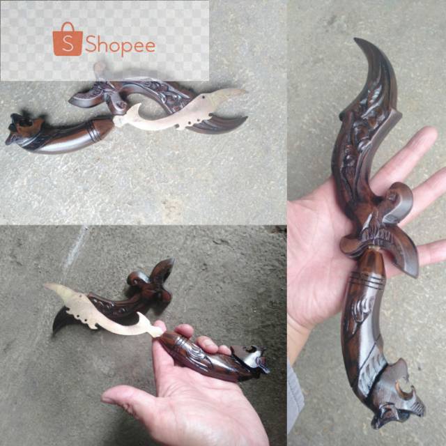 Kujang Kuningan Asli Kayu Ukir Bisa COD