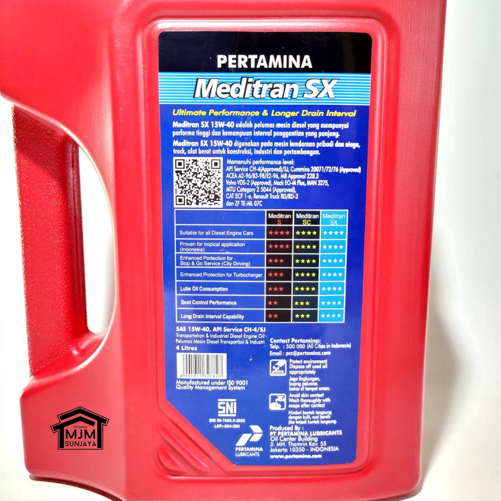 Oli Pertamina MEDITRAN SX 15W-40 Galon 4 Liter 15W40 SX40 40 Truk Diesel Original