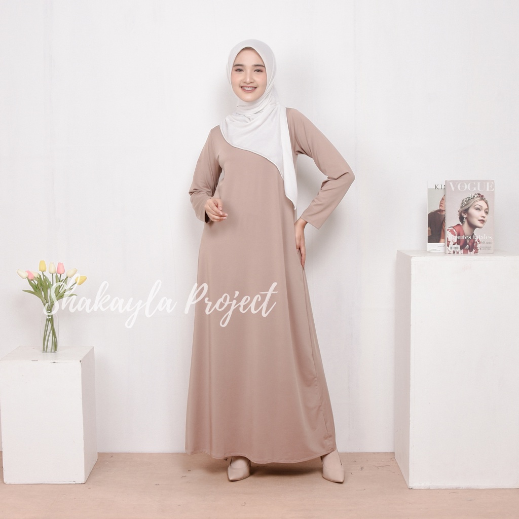 Inner Dress Bahan Jersey Spandex Lengan Panjang (Manset Gamis)