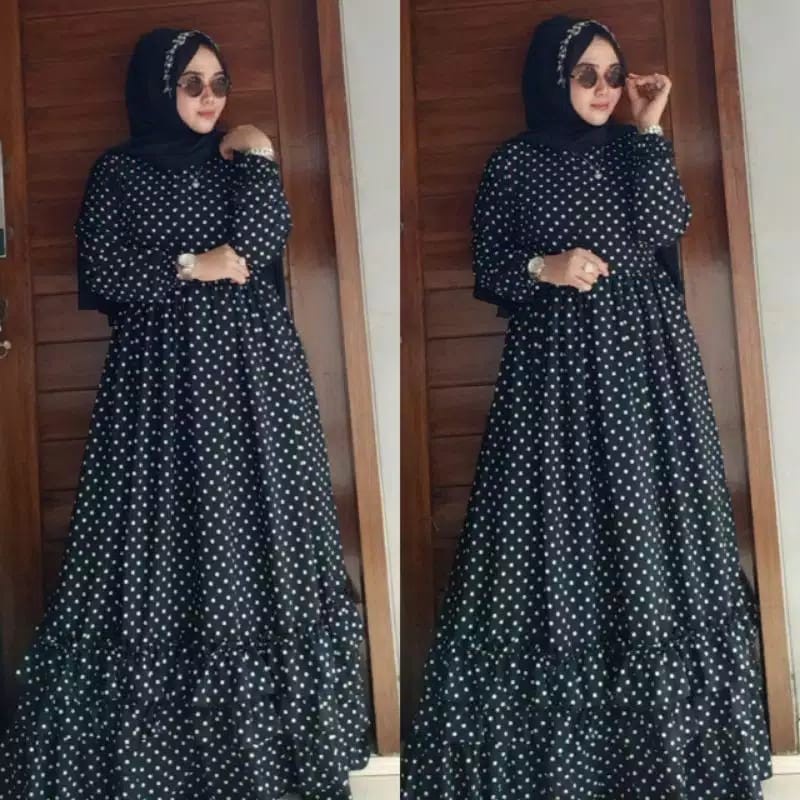 Baju Muslim Wanita gamis dress ATHENA POLKADOT murah &amp; berkualitas