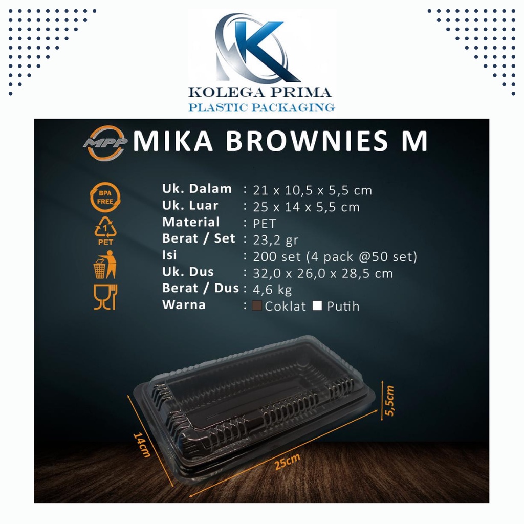 MIKA BROWNIES M POLOS/ MIKA BROWNIES SEDANG/ MIKA KUE MURAH ISI 50PCS