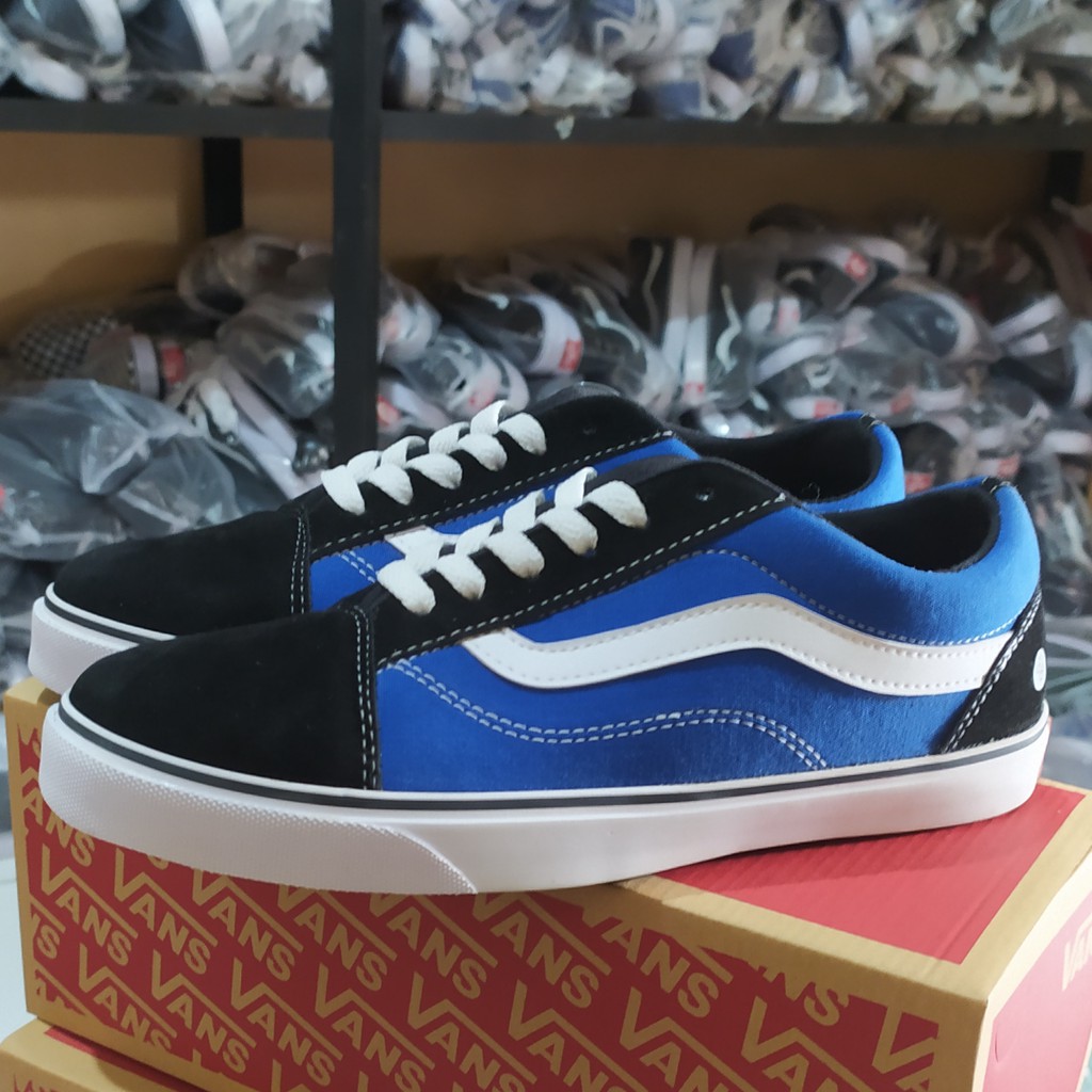 SEPATU VANS OLD SCHOOL HITAM BIRU SNEAKERS KASUAL