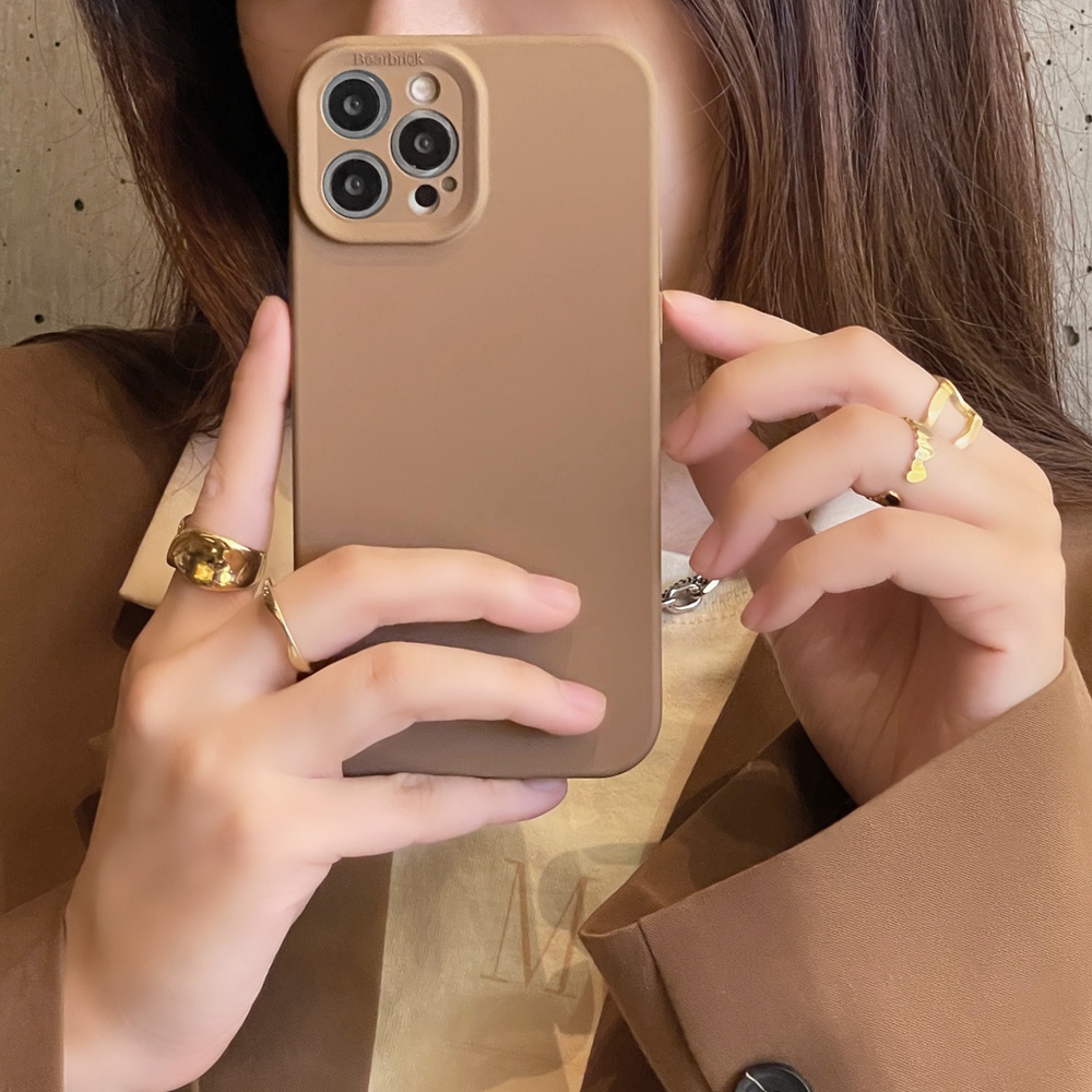 Soft Case Silikon Warna Khaki Untuk iPhone 14 Pro MAX X XS MAX XR 14 Plus 11 12 13 Pro MAX