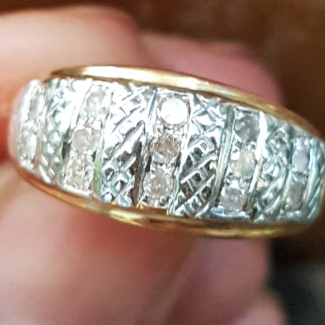 Cincin fashion wanita diamond intan berlian 13 pcs ring perak lokal