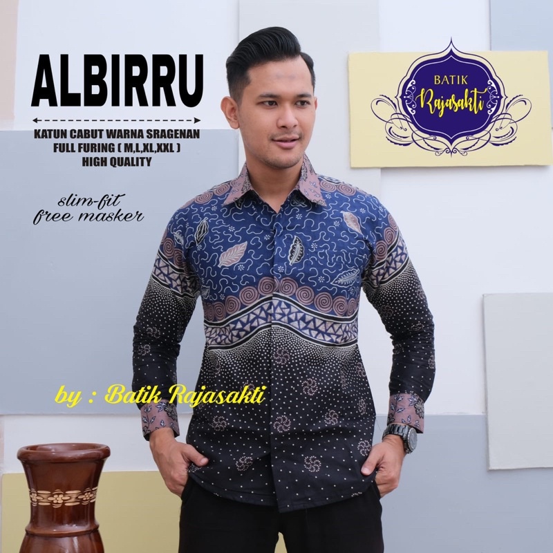 Kemeja Batik Pria ALBIRU Full Furing Bahan Katun Halus High Quality