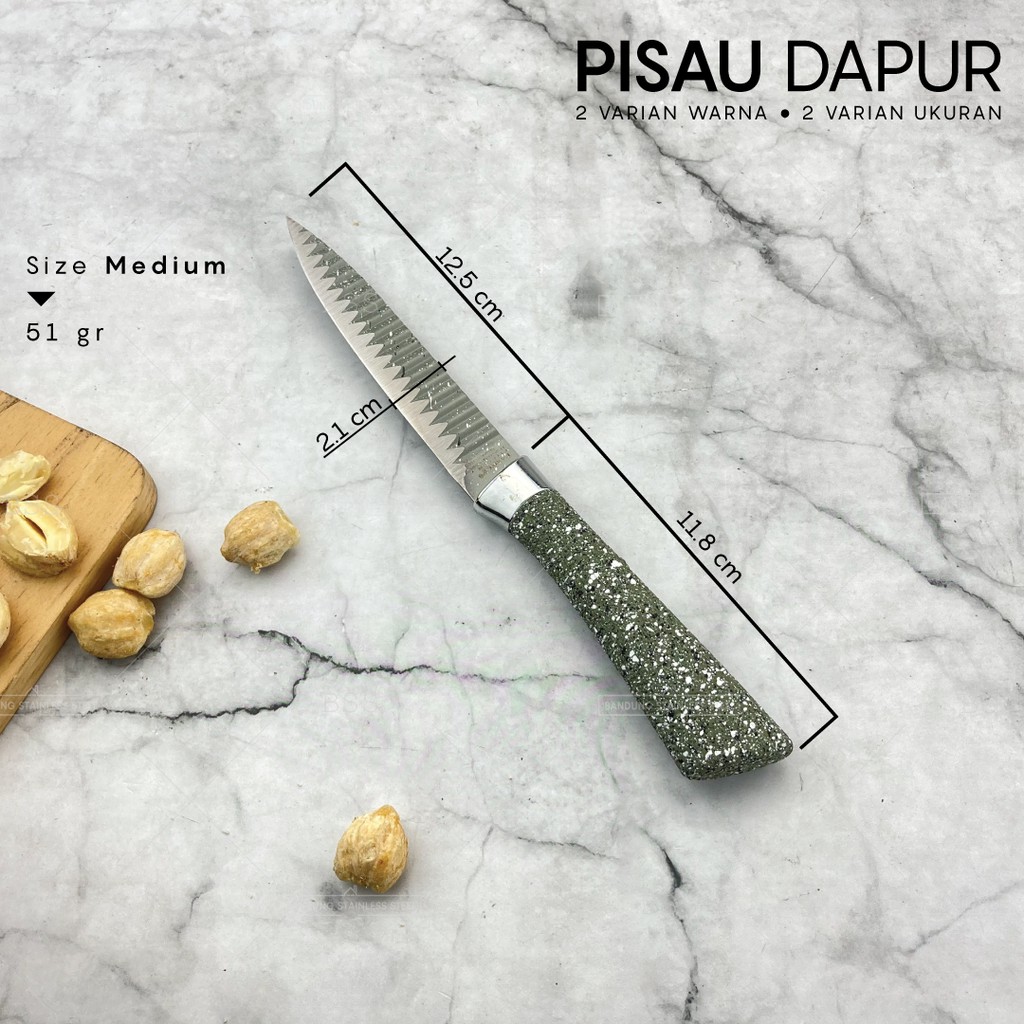 Pisau Dapur Tajam Motif Elegant Murah Hitam Hijau Granit 5inch 8inch Texture Kulit Pegangan Nyaman