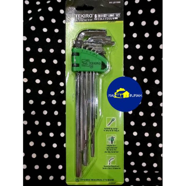 Kunci L Panjang Segi 6 Hex Hex Key Long 8 pcs 8pcs Set CrV - TEKIRO