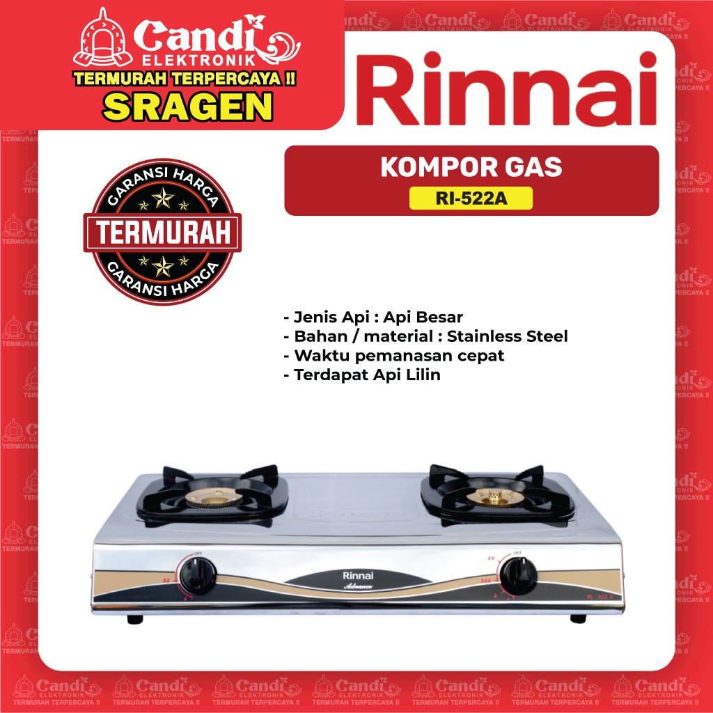 RINNAI Kompor Gas 2 Tungku - RI 522A