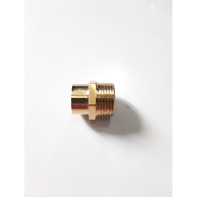 Sok kran Pendek Drat dalam 1/2&quot; × Drat Luar 3/4&quot; KUNINGAN / Double Nepel