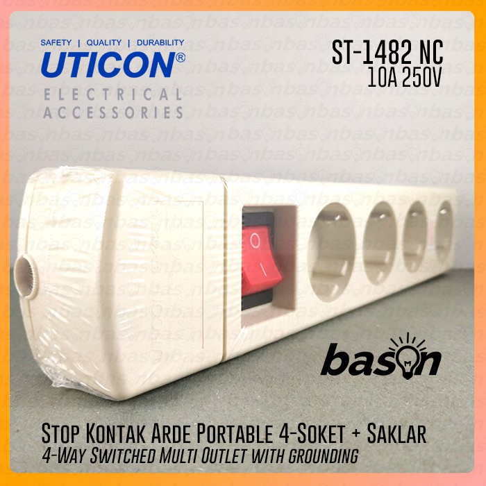 UTICON ST1482NC Multi Outlet - Stop Kontak 4 Lubang - TANPA KABEL