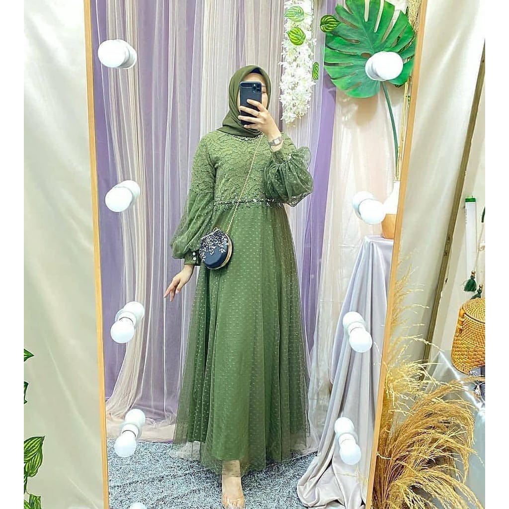Inah dress brukat tile/gamis brukat terbaru/dress brukat/gaun pesta mewah/gamis brukat premium lady 