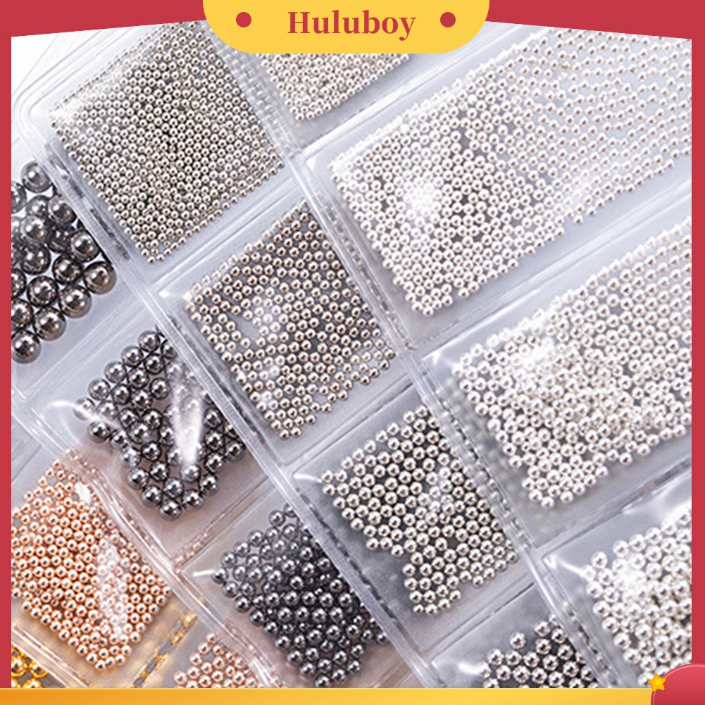 Huluboy Huluboy♡ Manik-manik Caviar Bola Metal 3D Ukuran Campur Untuk Dekorasi Manicure