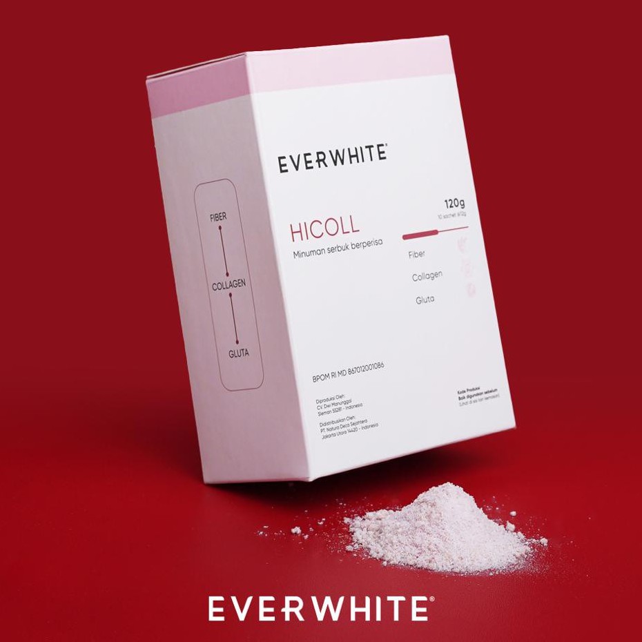 Everwhite Hi Collagen Drink - Minuman Collagen [100% Asli] Dengan Glutathione, Vitamin C, dan Fiber