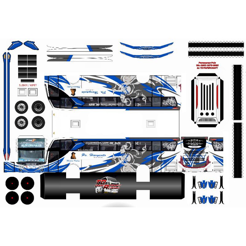 🆕Lembaran PaperCraft Bus Po. Haryanto 019 Sun Breaker JB3+ Voyeger Skala 1:50