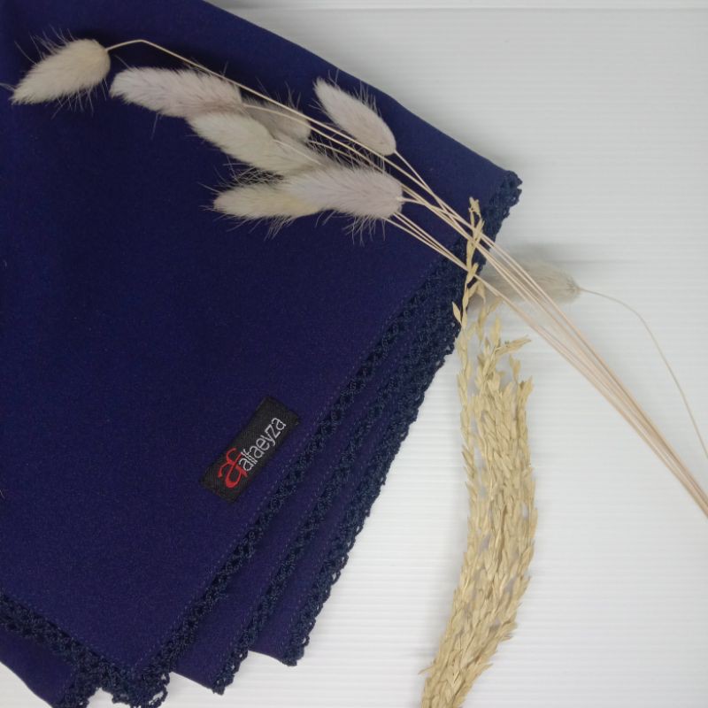 PASHMINA CROCHET EMBRIODERY / PICOT DIAMOND STRETCH-Navy