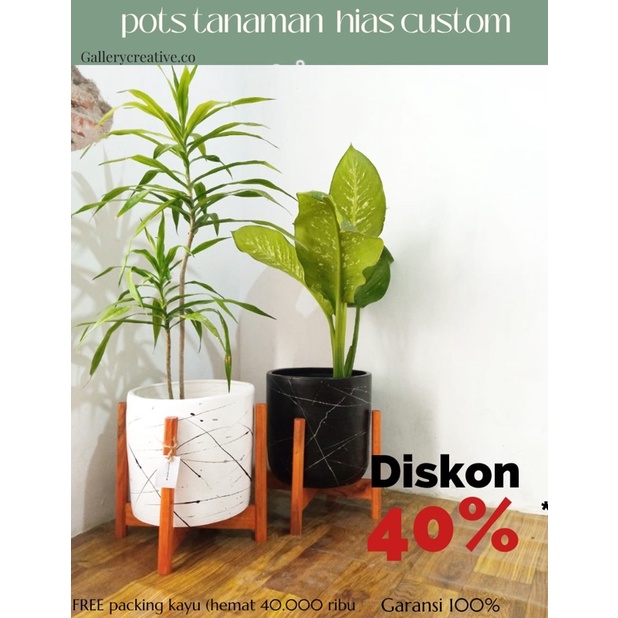 (FREE  PACKING KAYU) vas bunga besar include standing 30 cm- standing pots aesthetic -pot 30 cm gera