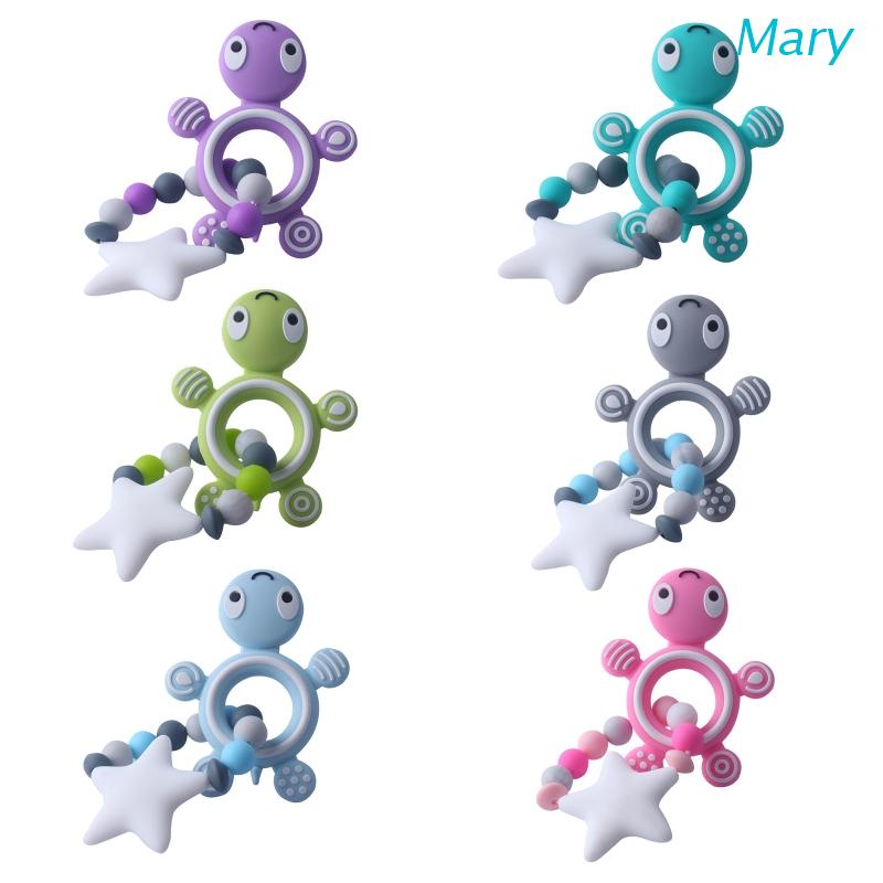 Mary Mainan Teether Bentuk Kura-Kura Bahan Silikon Untuk Bayi