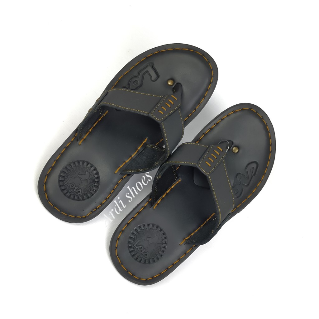 Sandal Jepit Kulit Asli Pria Slop Casual  Cowok  Sandal Slip On Sendal Murah Kekinian