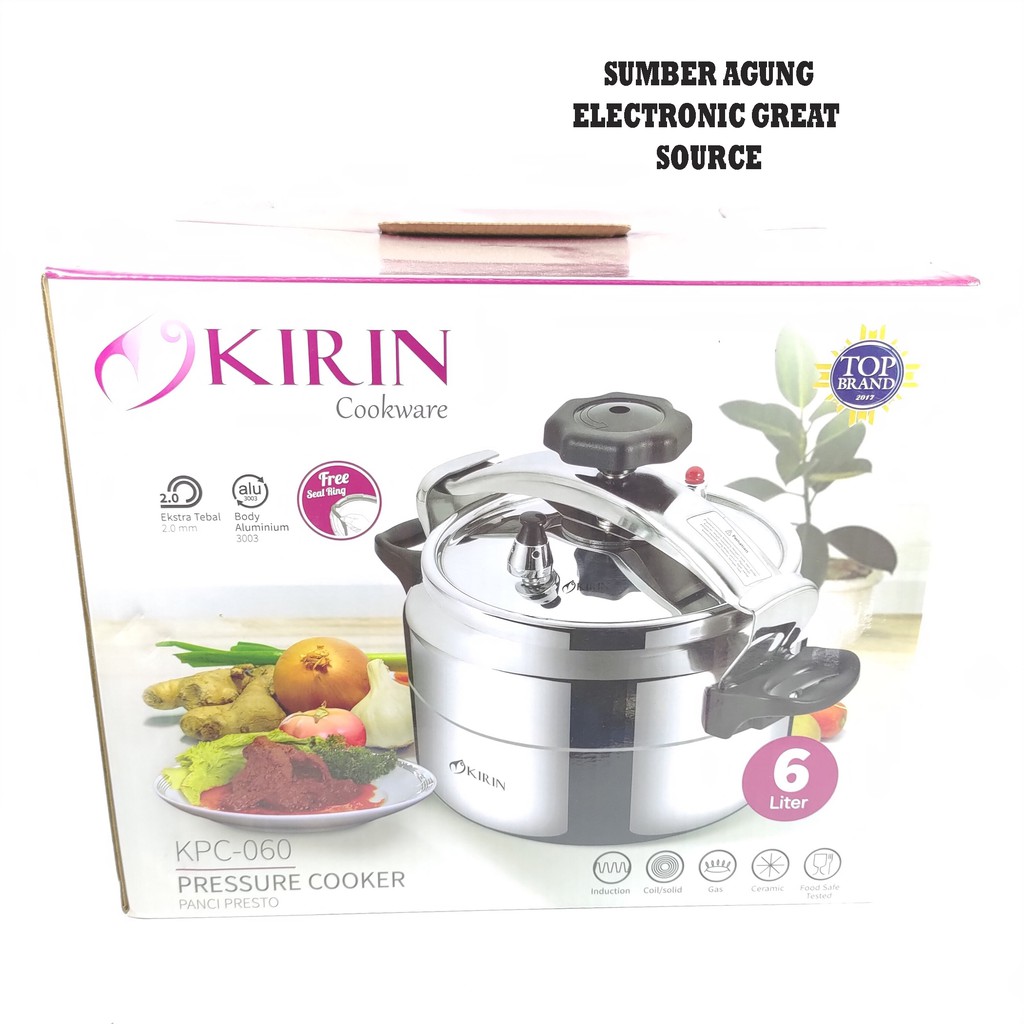 Kirin Panci Presto 6L KPC060 Pressure Cooker 6 Liter Cepat Lunak Karet