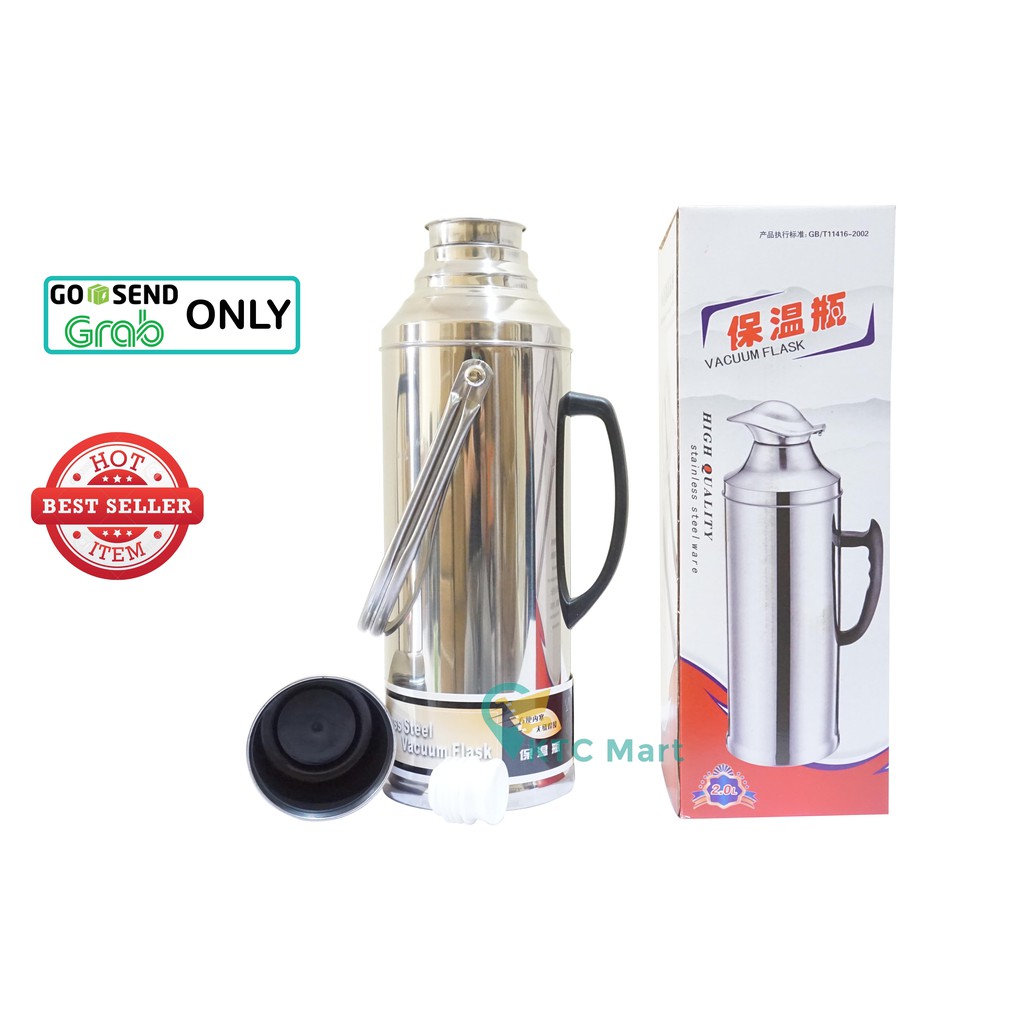 KTCmart - Termos Air Panas 2 Liter Stainless Steel / Termos Kopi Tahan Panas Termos Anti Panas Tahan Lama