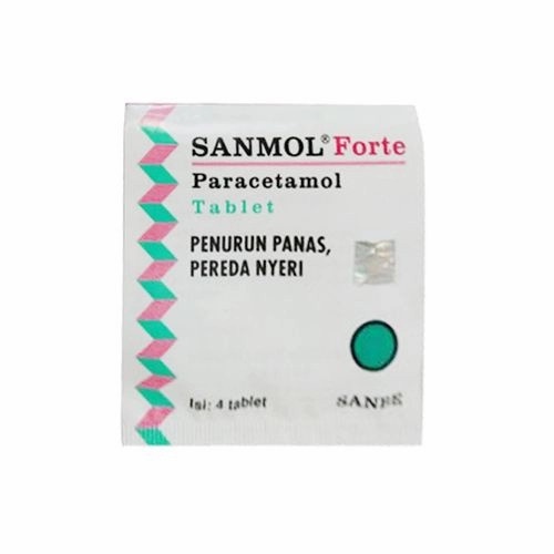 SANMOL Forte Strip - Obat Demam Parasetamol Anti Nyeri 4 Tablet