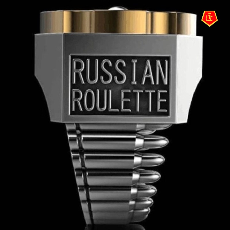 [Ready Stock]Creative Russian Roulette Wheel Shape Ring Punk