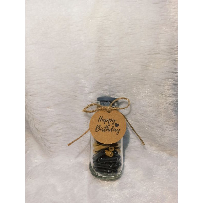 Wish in bottle Botol kaca 100ml Surat dalam kapsul 60 wish kado unik Hang Tag Happy Birthday Love-Happy Birthday