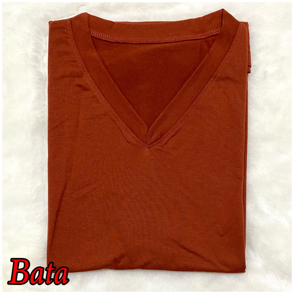 V-NECK JUMBO XXL Panjang / Kaos Polos Basic Vneck Panjang /  t-shirt / Atasan Pakaian Wanita Murah-TPJ V-XXL - BATA