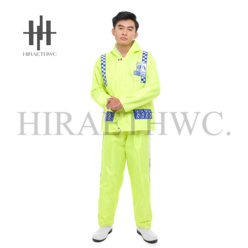 JAS HUJAN  SECURITY STELAN RAINCOAT SATPAM POLISI POLRI BAHAN WATERPROF ANTI AIR BAJU CELANA