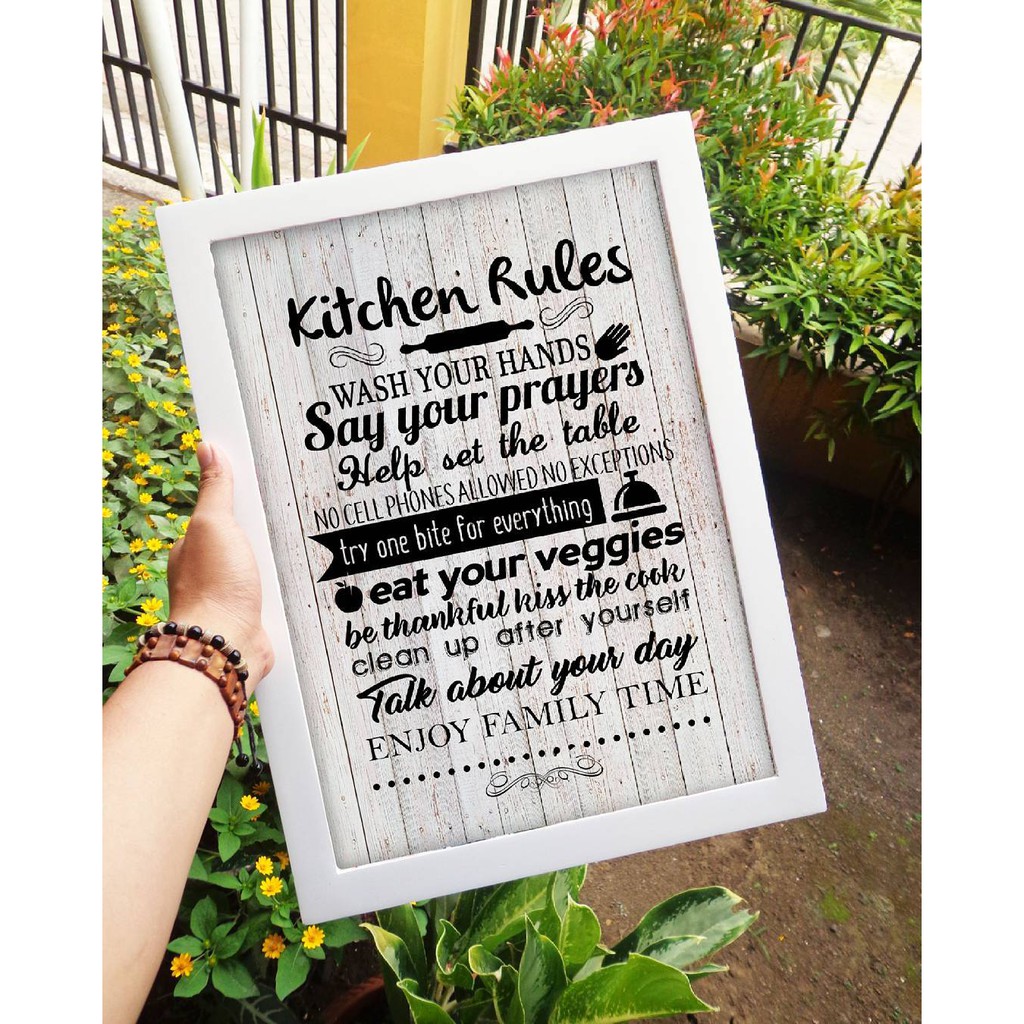 Hiasan Dinding Kamar Pajangan Wall Decor Rumah Quotes Kitchen Rules Ukuran 37x48 Cm Shopee Indonesia