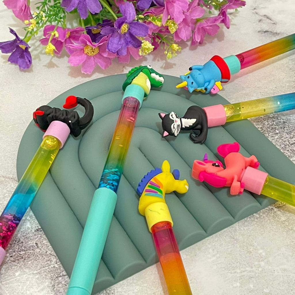 Pulpen Gliter Animal Zoo Super Lucu Murah Tinta Hitam ready 6 Karakter / Pen Glitter Hewan Imut Cute Favorit Anak Kualitas Terjamin bisa Grosir dan COD