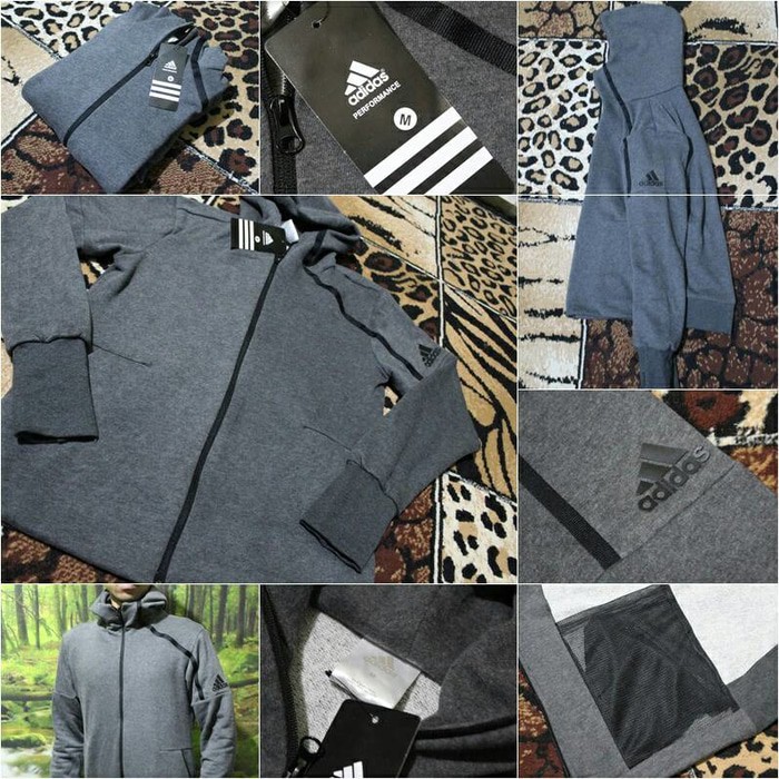 JAKET HOODIE ADIDAS ZNE DARKGREY GRADE ORIGINAL