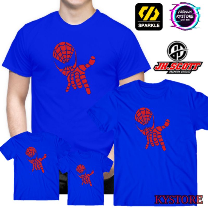 kaos anak dan dewasa motif spiderman cotton combad 30s - kystore