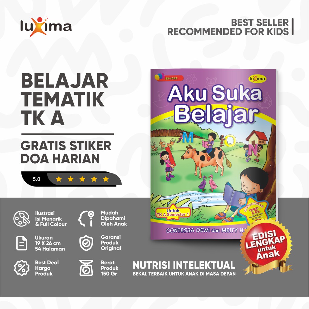Aku Suka Belajar - Seri Bahasa / Buku Aktivitas dan Belajar Tematik Anak TK A Semester 1 - Penerbit 