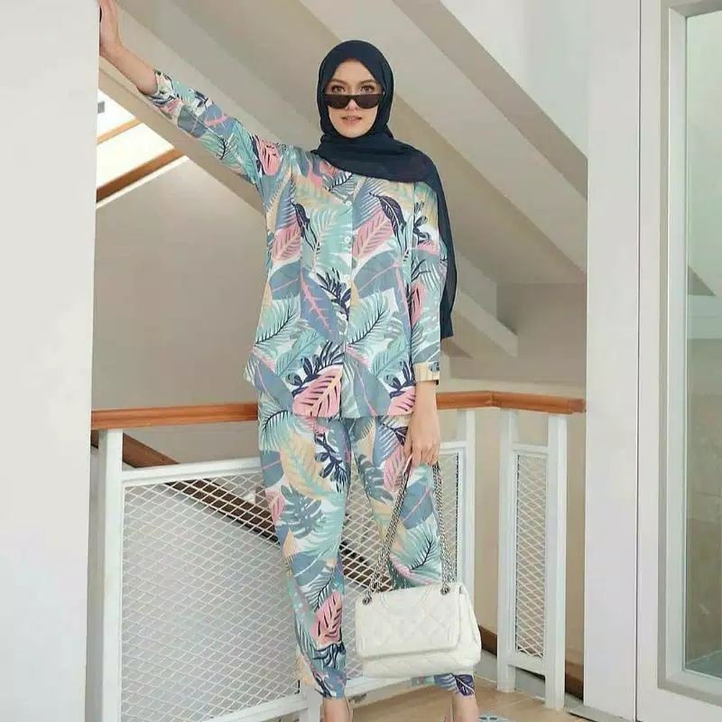 Gamis Rayon Amarta / Setelan Celana Rayon Viscose Daun / Gamis Monstera / Gamis Flora