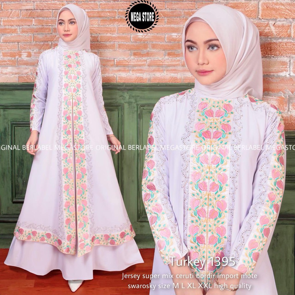 Gamis Terbaru Abaya Turkey 1395 Dress Muslim Wanita Jumbo Abaya Putih Megastore Farzolla