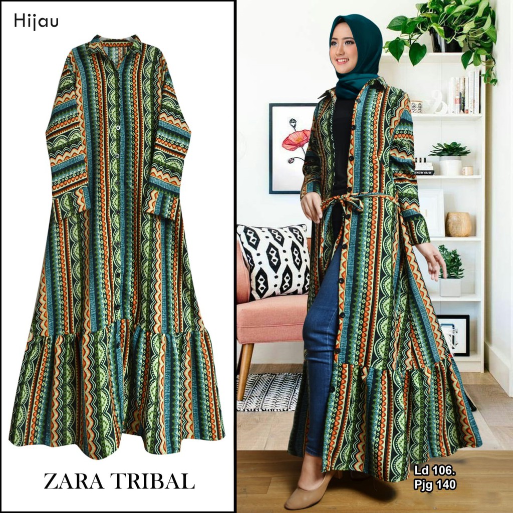 Arnis Zara Tribal Outer Luaran Kardigan Gamis Busui Friendly / COD