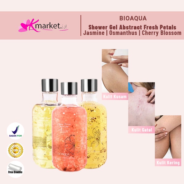 BIOAQUA Shower Gel Abstract Fresh Petals Jasmine Flowers | Osmanthus | Cherry Blossom body wash 250ml