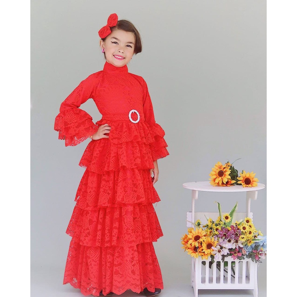 DRESS ELIZABETH / ELISABETH DRESS CANTIK / GAMIS BROKAT / BAJU MUSLIM ANAK DAN DEWASA