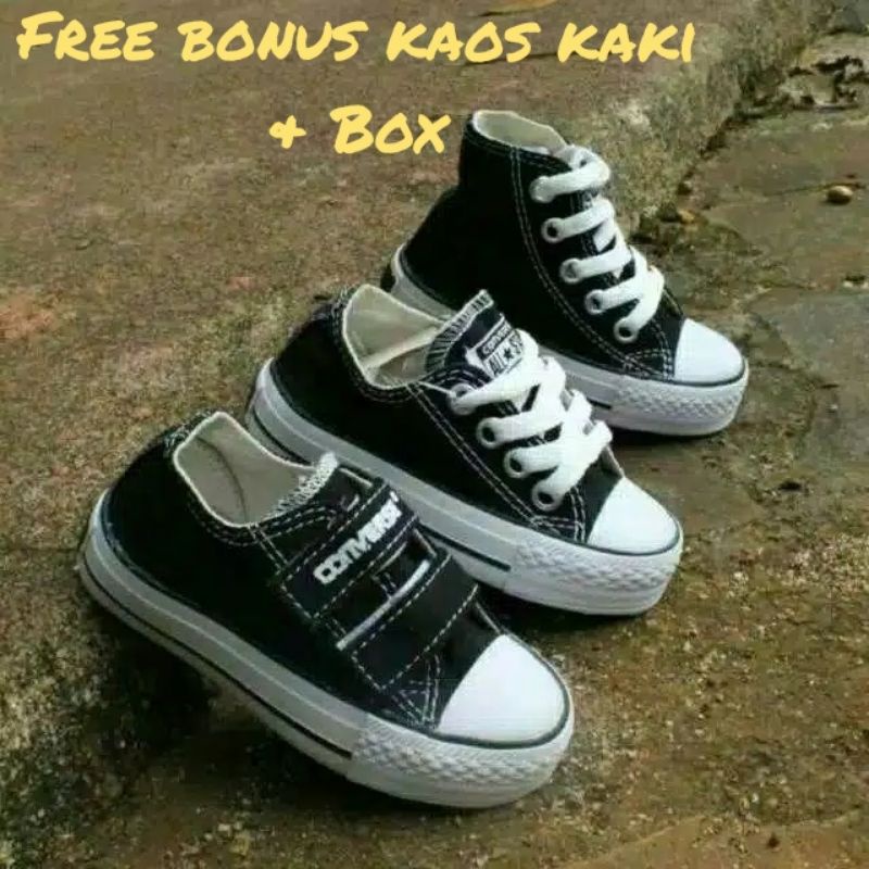 Sepatu Anak Converse Hitam Premium Laki Laki Perempuan Paud Tk Sd