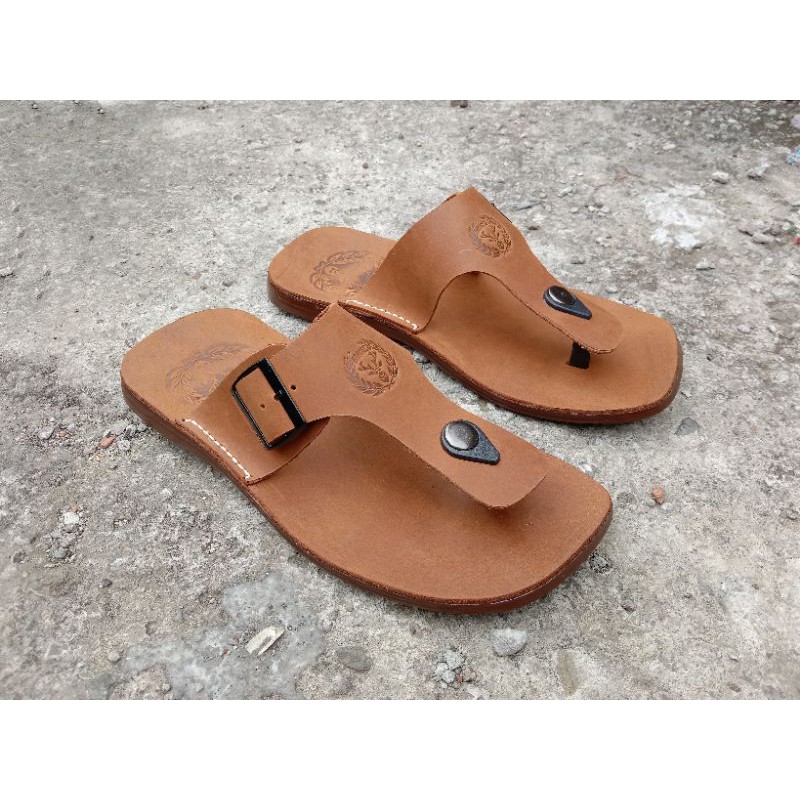 sandal japit gesper bahan full kulit sandal pria terbaru sandal berkulit sandal gesper