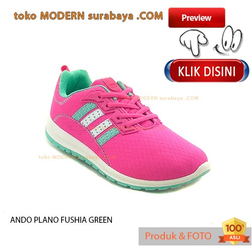 ANDO PLANO FUSHIA GREEN sepatu wanita kets casual sneaker