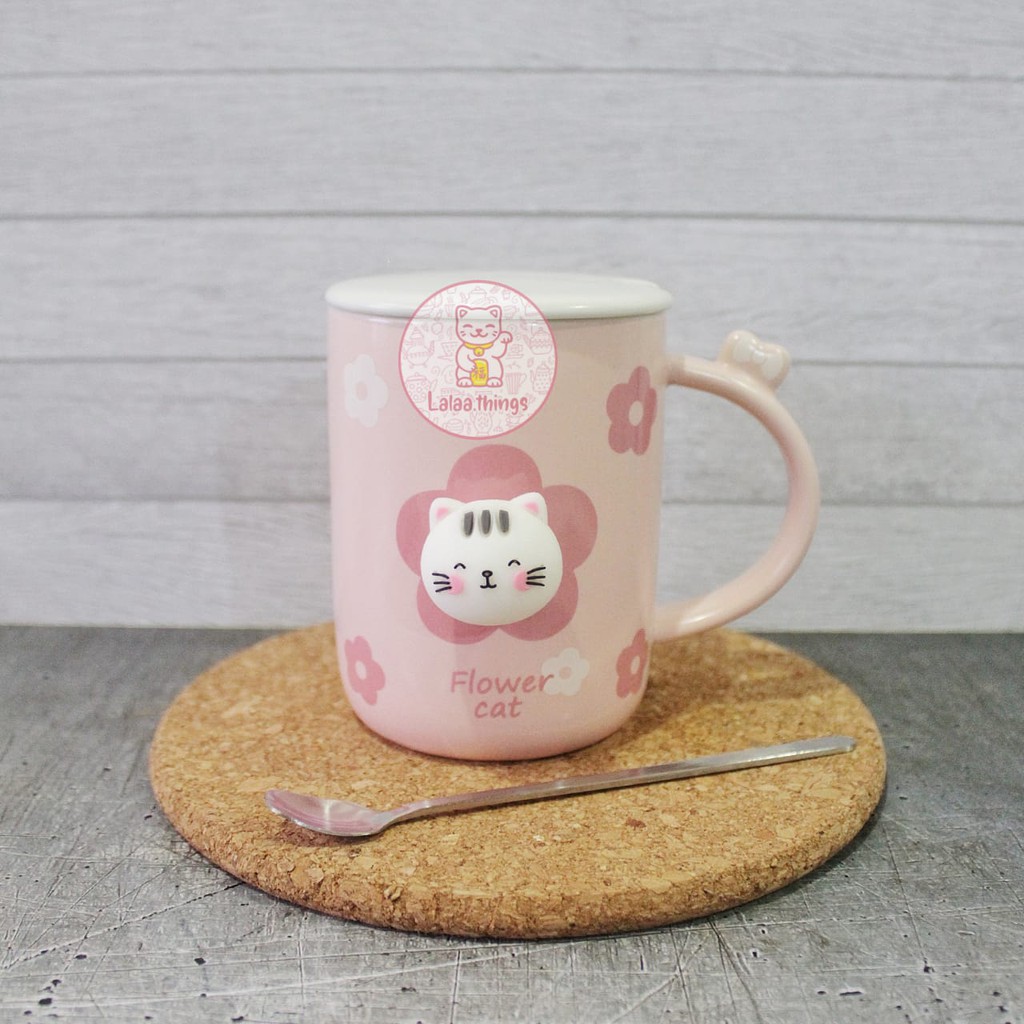 Cangkir Gelas Lucu Wajah Kucing 3D | Gelas Porcelain | Gelas Unik | Gelas Lucu | Gelas Import