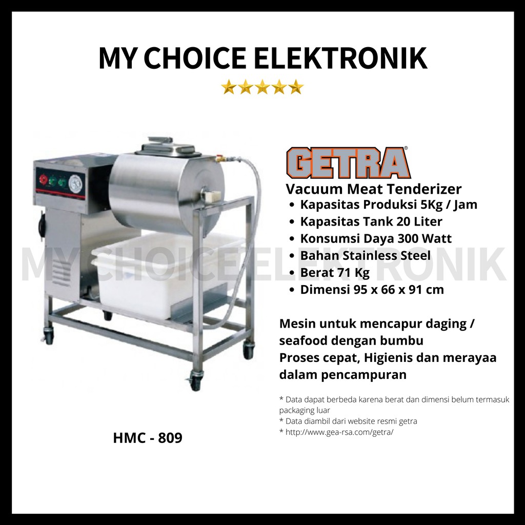 Getra HMC-809 Vacuum Meat Tenderizer/ Meat Marinator