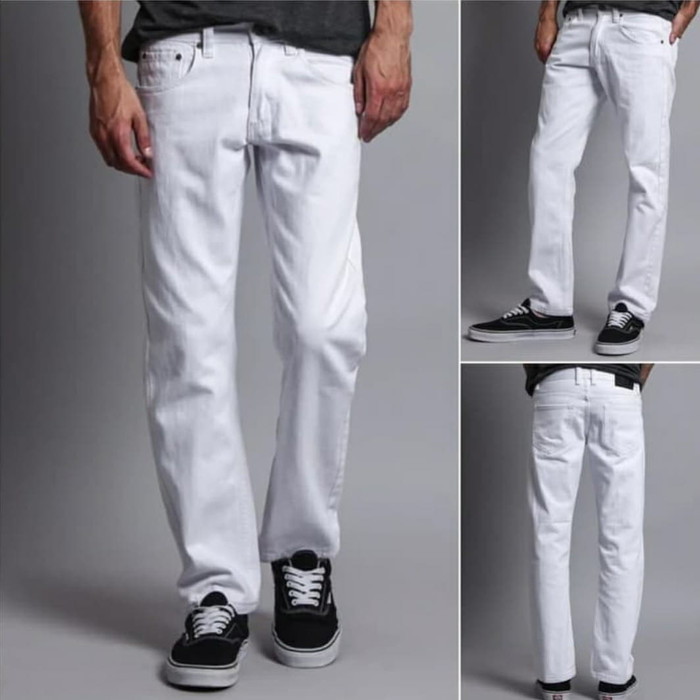 celana jeans standar reguler celana levis panjang warna putih - Standar Putih, 28