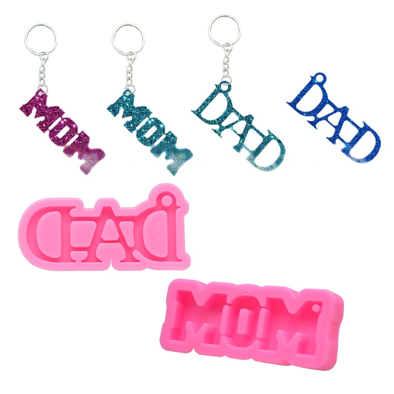 SIY  Mom Dad Resin Mold Letter Mother's Father's Day Keychain Pendant Resin Mold Tool