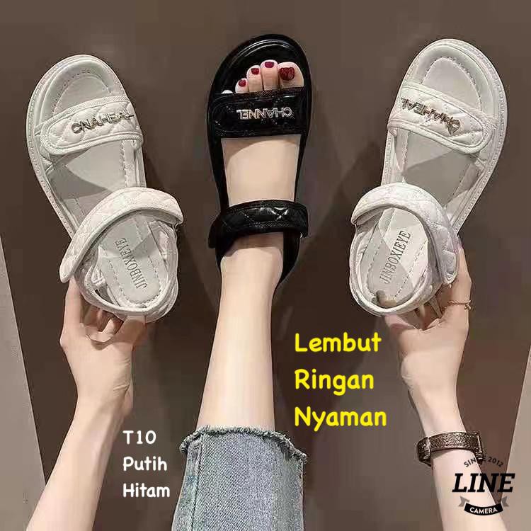 SANDAL WANITA SLIP ON FASHION KOREA SHOES T10