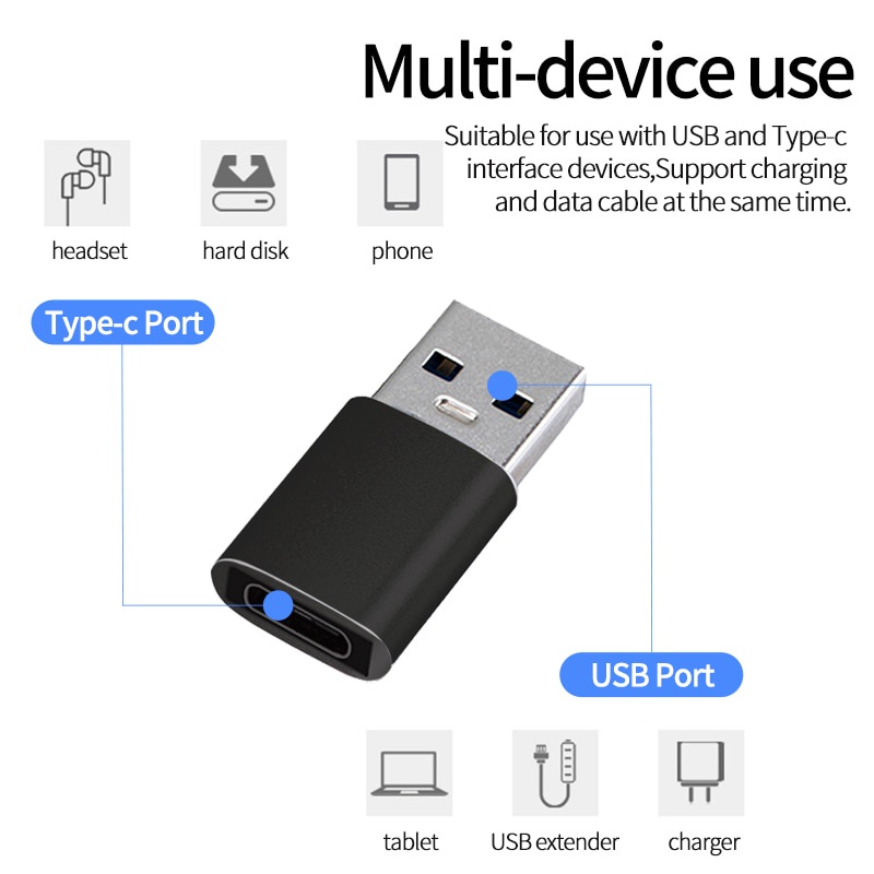 Converter USB 3.1A Male To Type C Female TRIPLEDI OTG High Speed Transfer 10Gbps Aluminium