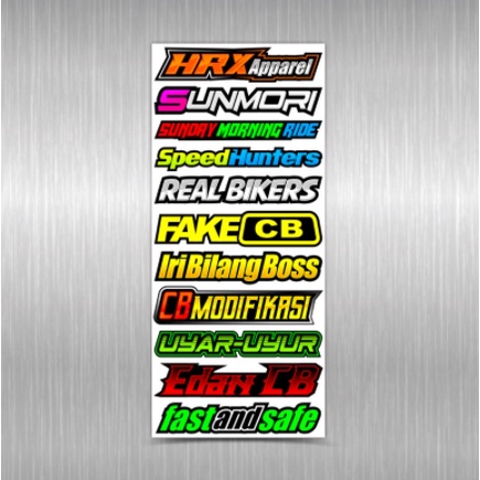 (11PCS) STIKER FAKE CB - STICKER HELM CB MODIF - STIKER MOTOR HEREX CB - Stiker Racing 1 pack isi 11