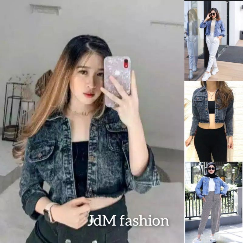 JAKET CROP RAWIS / JAKET JEANS RAWIS / JACKET CROP JEANS WANITA